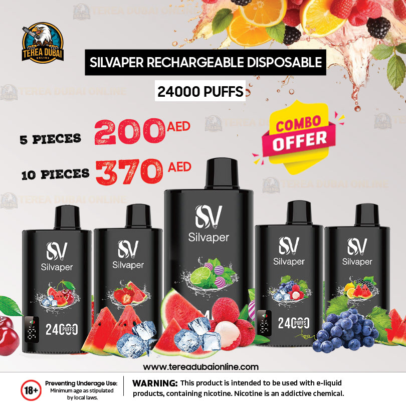 Silvaper 24000 Puffs Disposable Vape with Rechargeable Battery Terea dubai online Silvaper 24000 Puffs Disposable Vape with Rechargeable Battery Terea dubai online