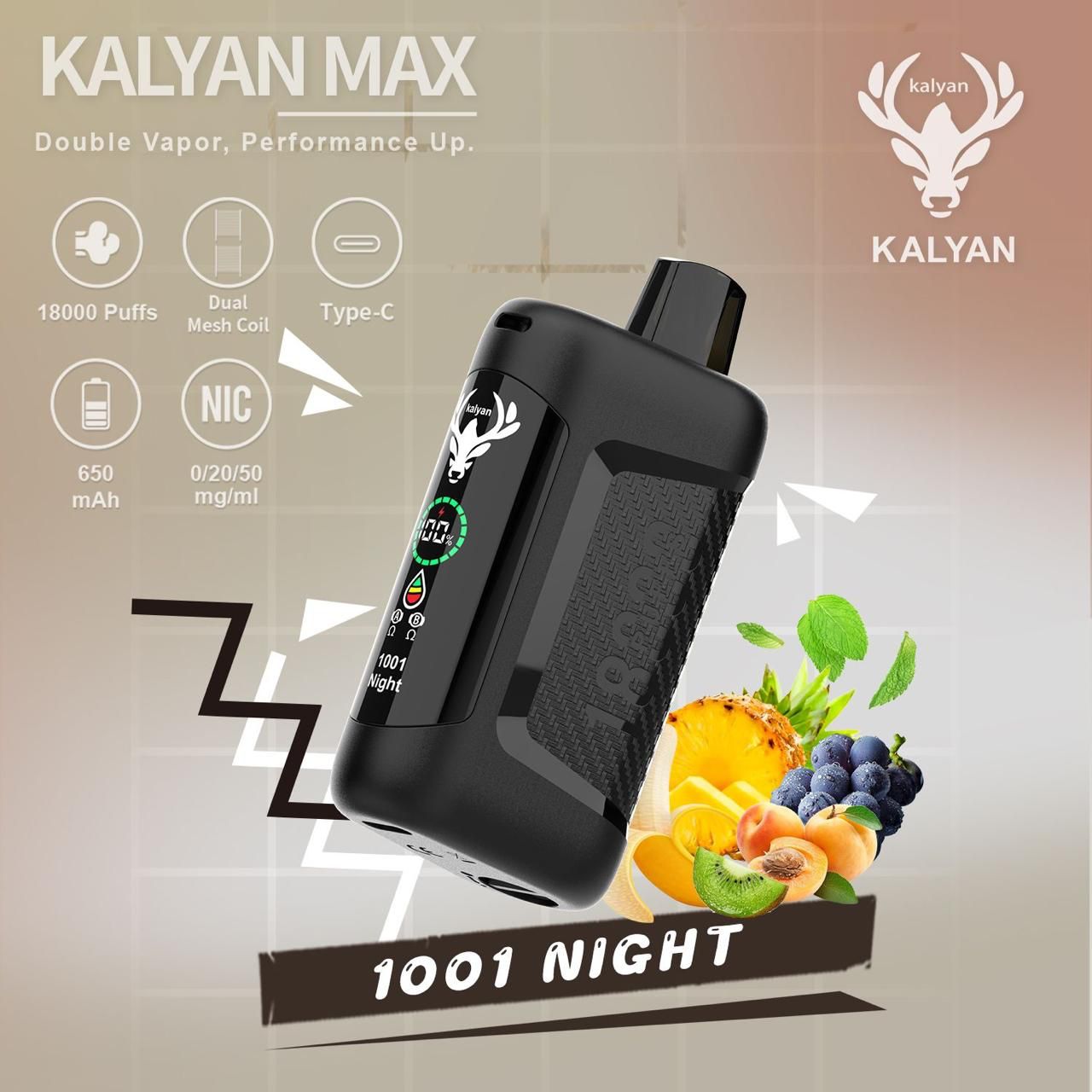 Kalyan Max 18000 Puffs Rechargeable Disposable Vape In UAE