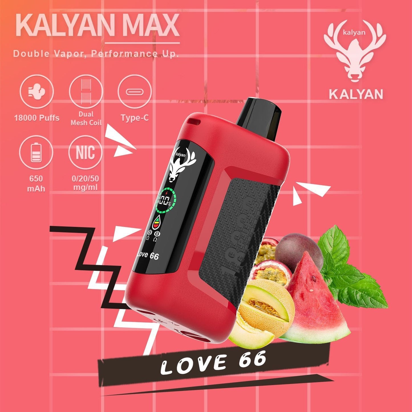 Kalyan Max 18000 Puffs Rechargeable Disposable Vape In UAE