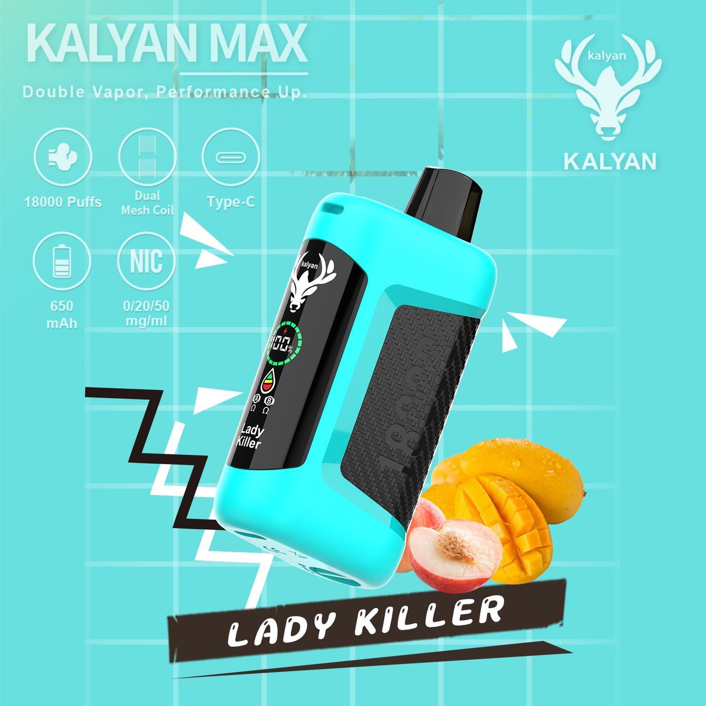 Kalyan Max 18000 Puffs Rechargeable Disposable Vape In UAE