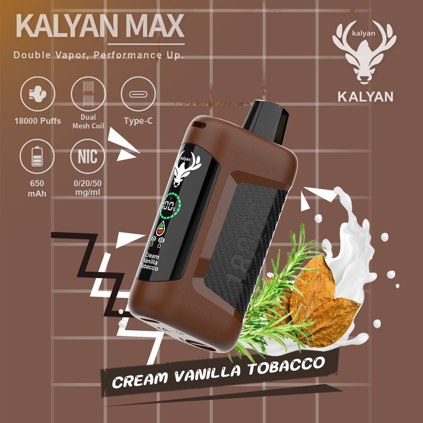 Kalyan Max 18000 Puffs Rechargeable Disposable Vape In UAE
