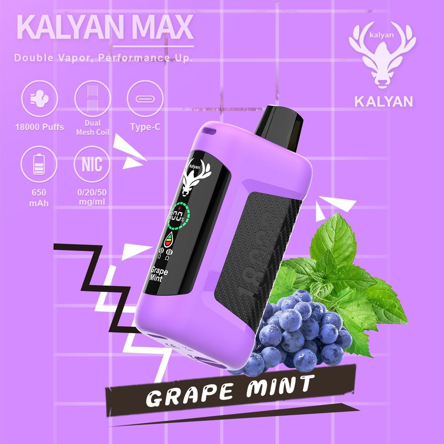 Kalyan Max 18000 Puffs Rechargeable Disposable Vape In UAE