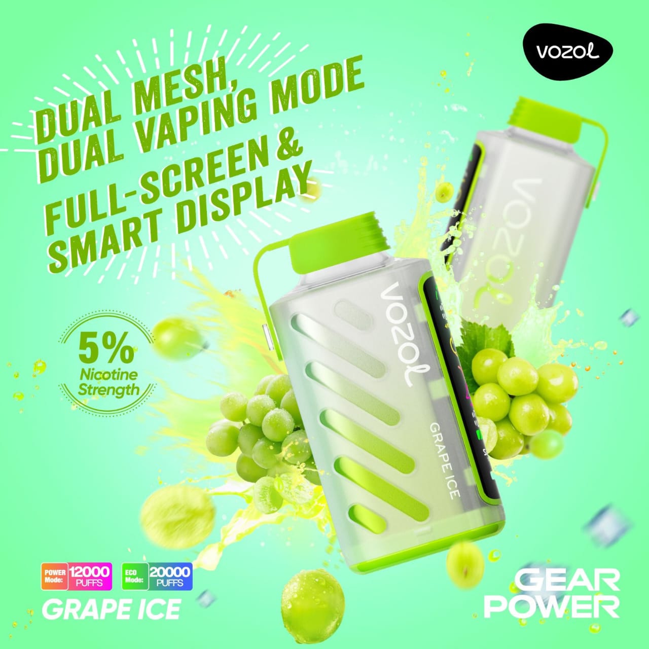 VOZOL Gear Power 20000 Puffs Disposable Dual Vaping Mode
