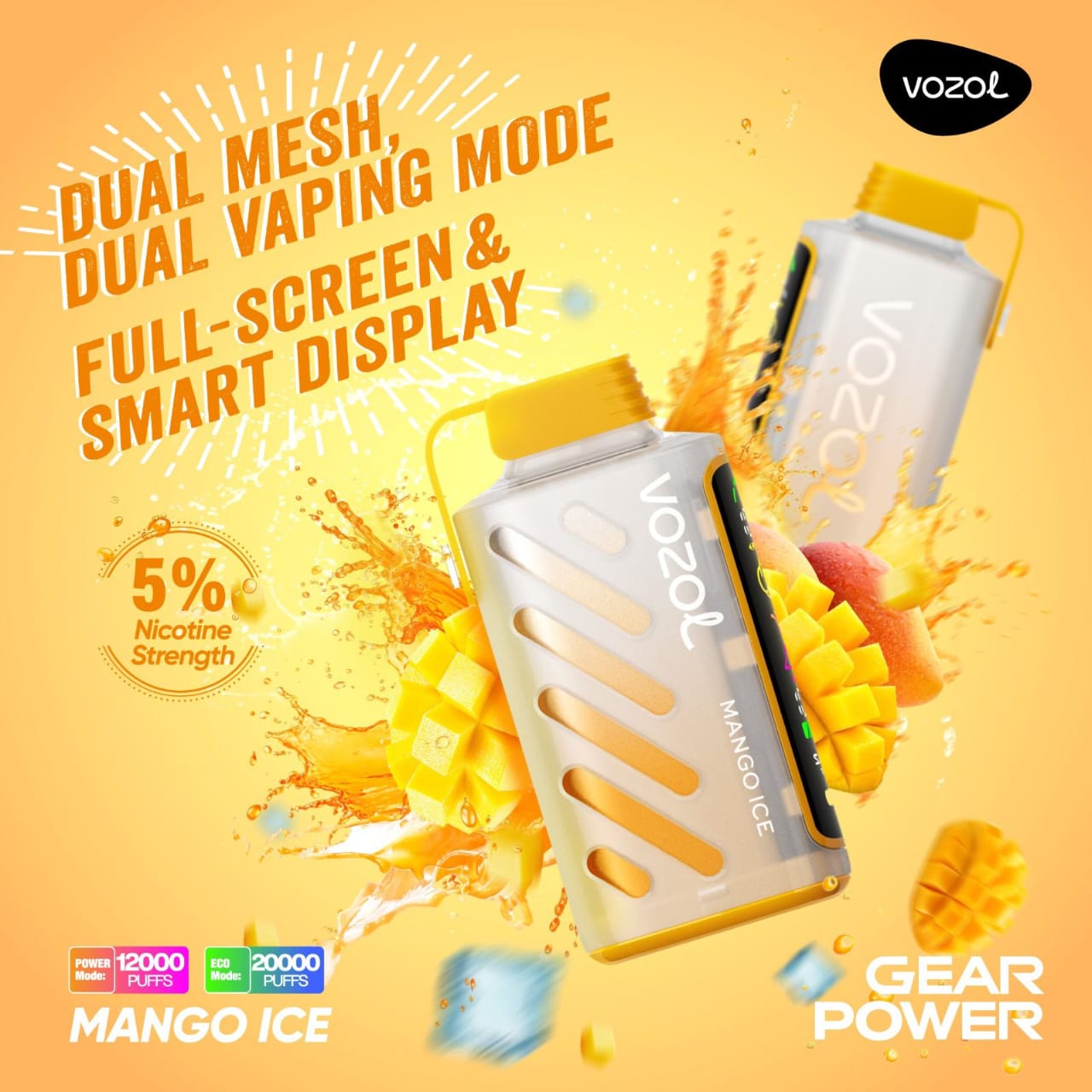 VOZOL Gear Power 20000 Puffs Disposable Dual Vaping Mode