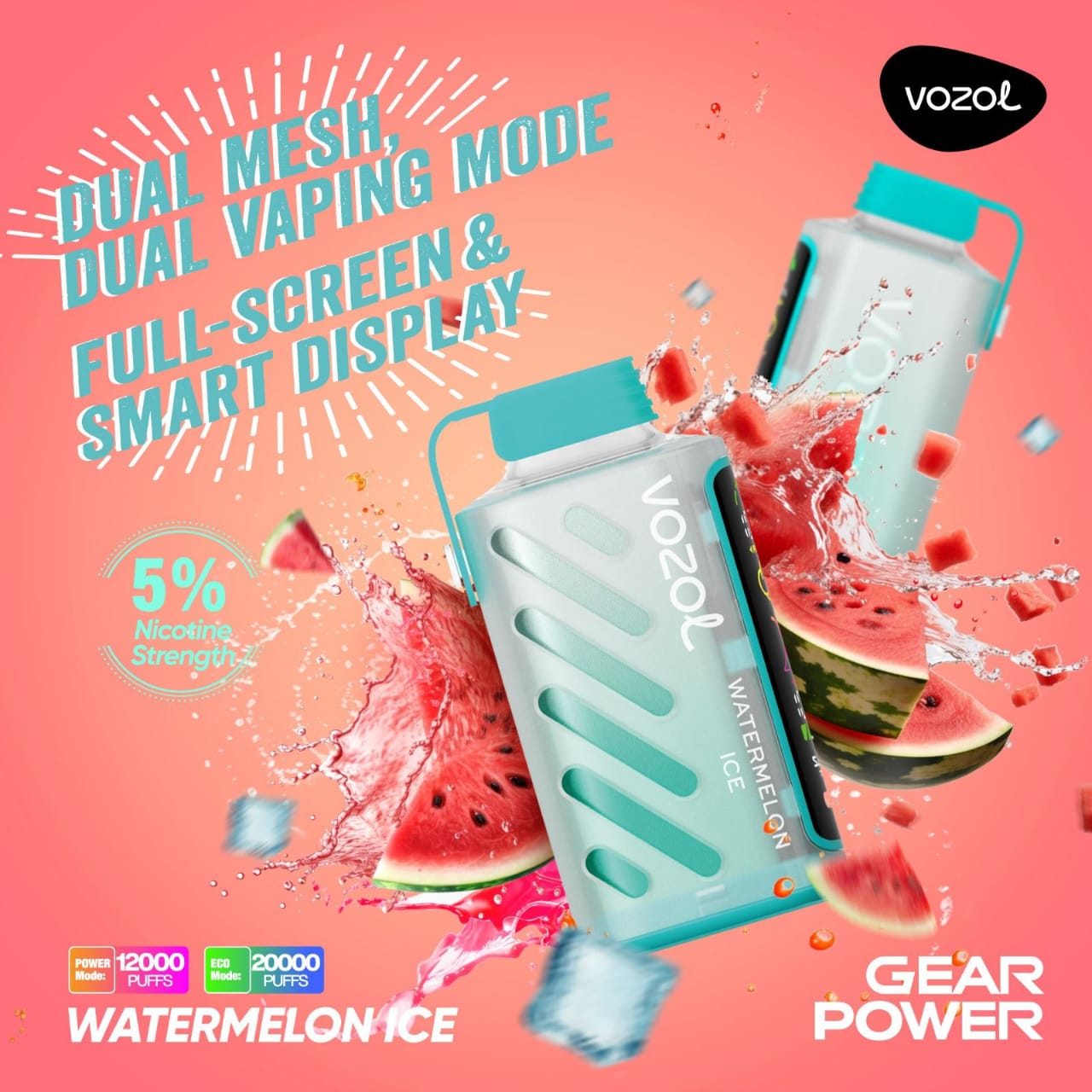 VOZOL Gear Power 20000 Puffs Disposable Dual Vaping Mode