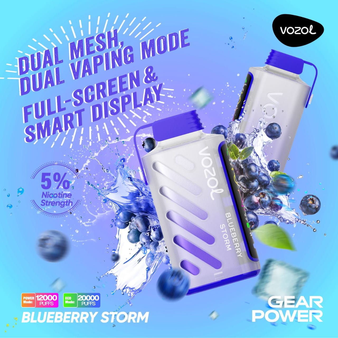 VOZOL Gear Power 20000 Puffs Disposable Dual Vaping Mode