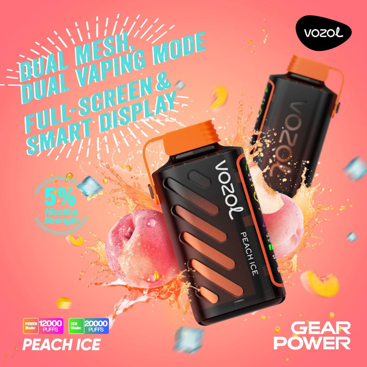 VOZOL Gear Power 20000 Puffs Disposable Dual Vaping Mode