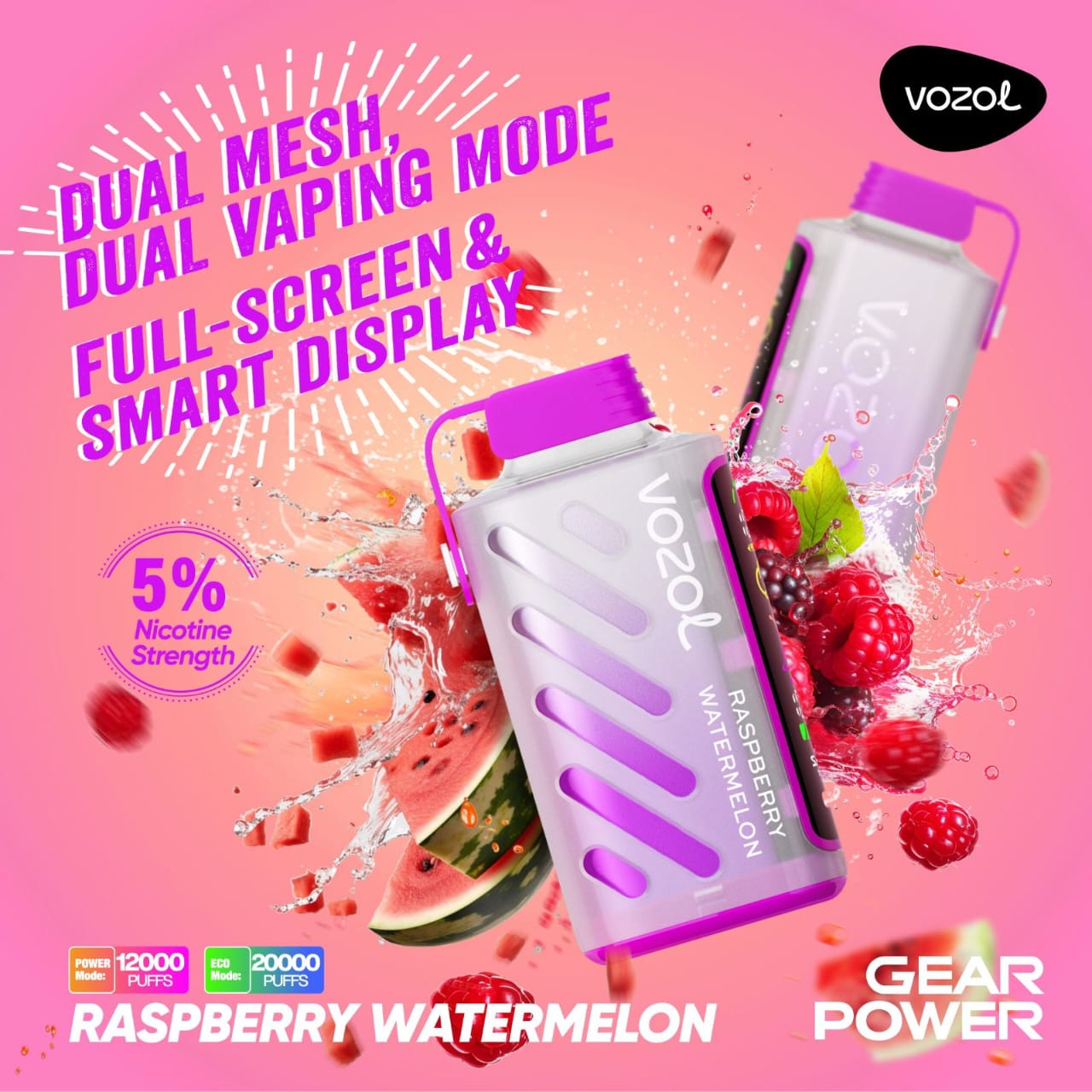 VOZOL Gear Power 20000 Puffs Disposable Dual Vaping Mode