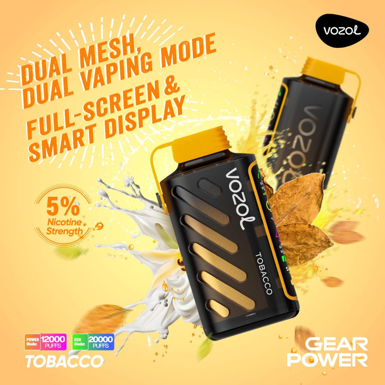 VOZOL Gear Power 20000 Puffs Disposable Dual Vaping Mode