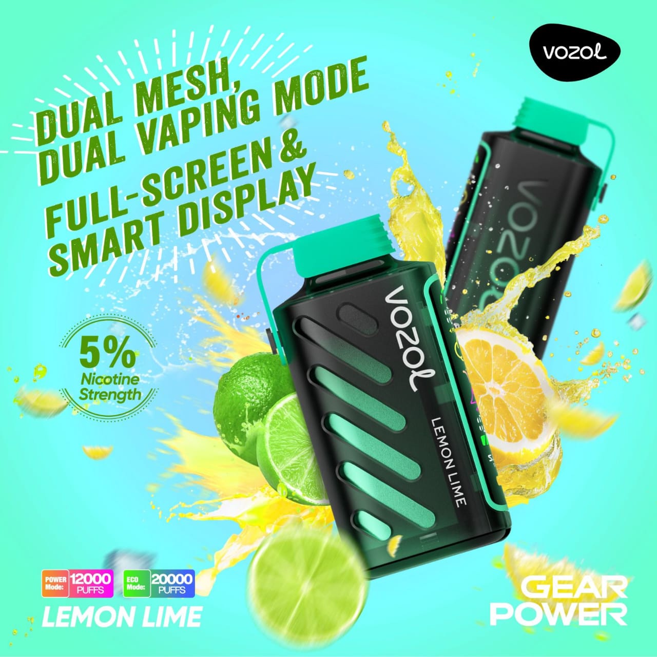 VOZOL Gear Power 20000 Puffs Disposable Dual Vaping Mode