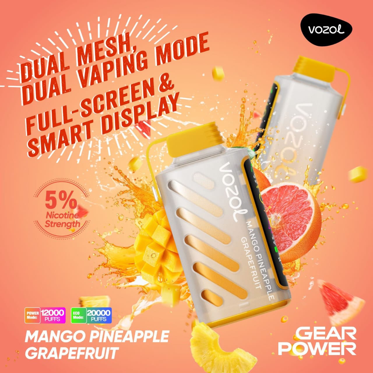 VOZOL Gear Power 20000 Puffs Disposable Dual Vaping Mode