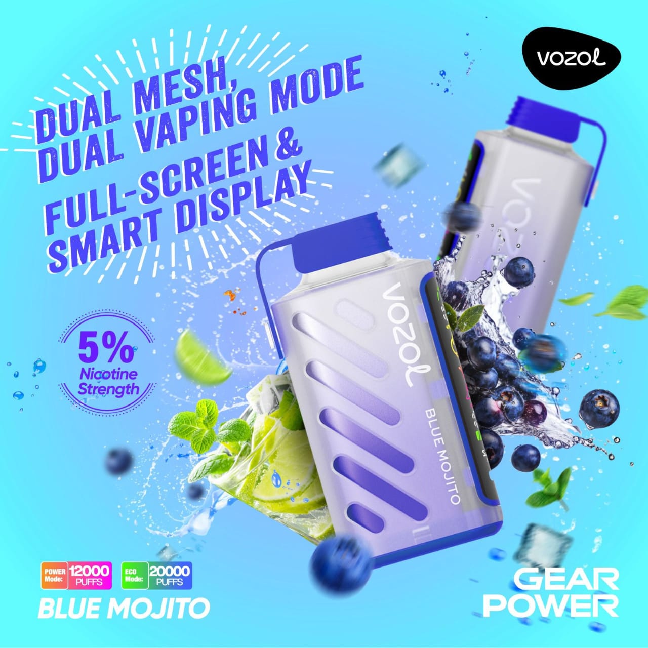 VOZOL Gear Power 20000 Puffs Disposable Dual Vaping Mode