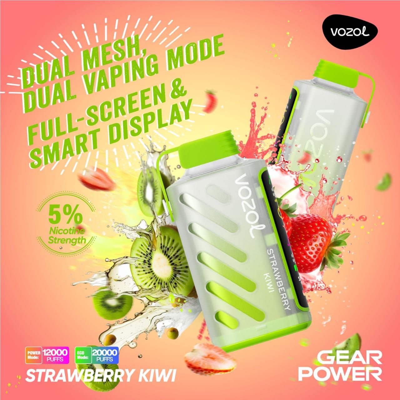 VOZOL Gear Power 20000 Puffs Disposable Dual Vaping Mode
