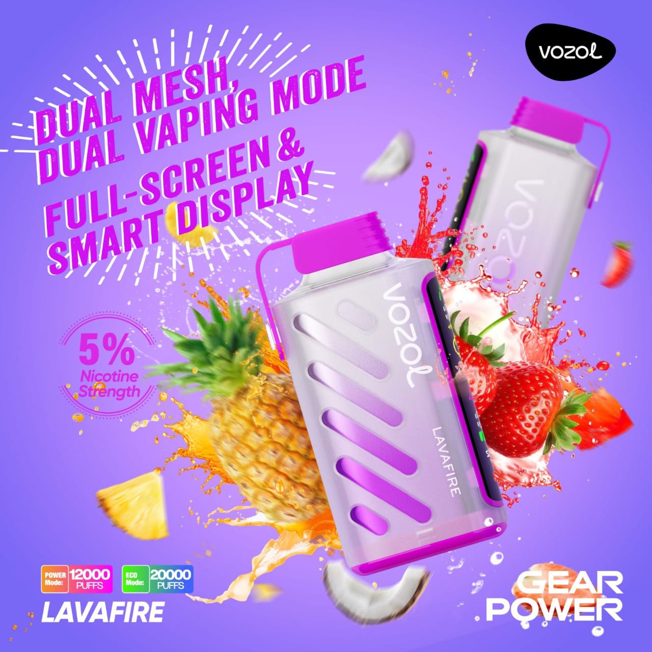 VOZOL Gear Power 20000 Puffs Disposable Dual Vaping Mode
