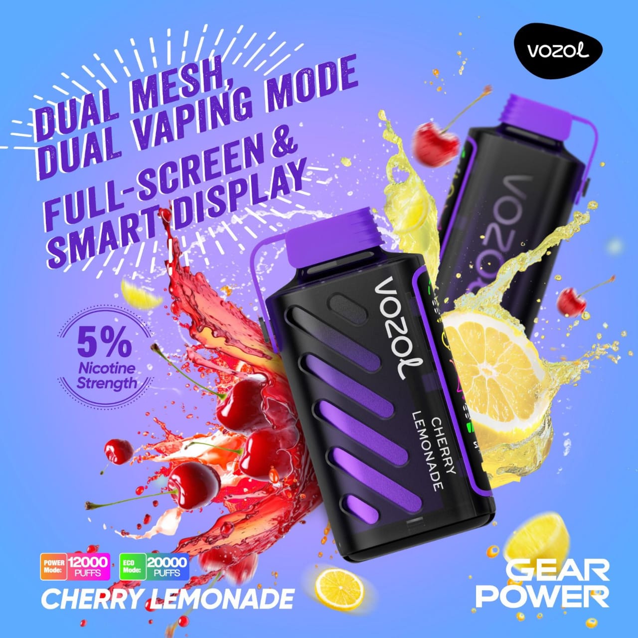 VOZOL Gear Power 20000 Puffs Disposable Dual Vaping Mode