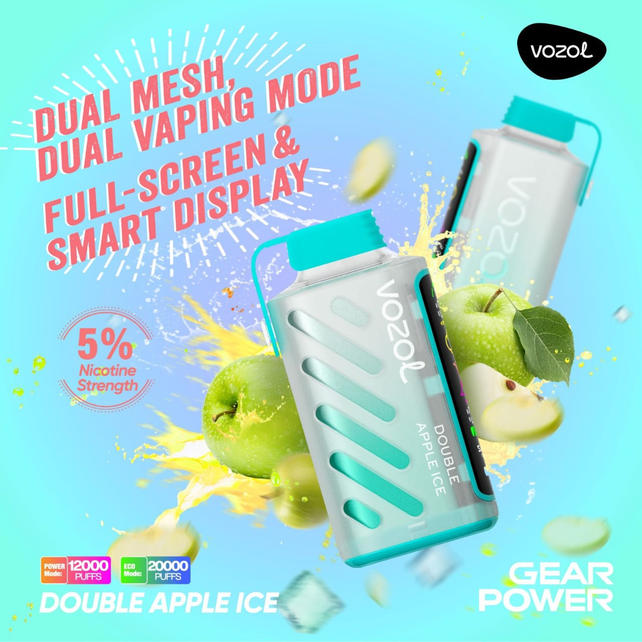 VOZOL Gear Power 20000 Puffs Disposable Dual Vaping Mode