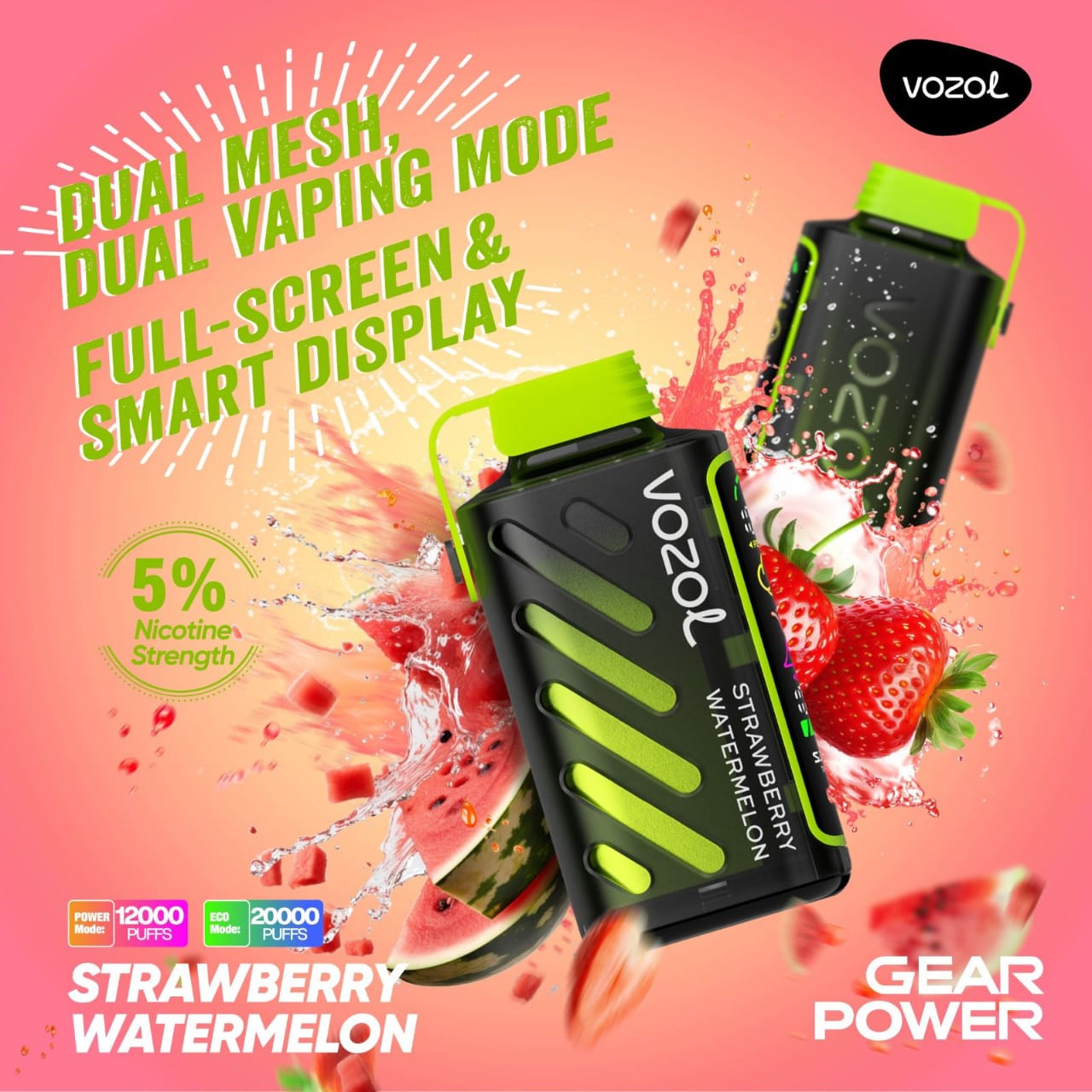 VOZOL Gear Power 20000 Puffs Disposable Dual Vaping Mode