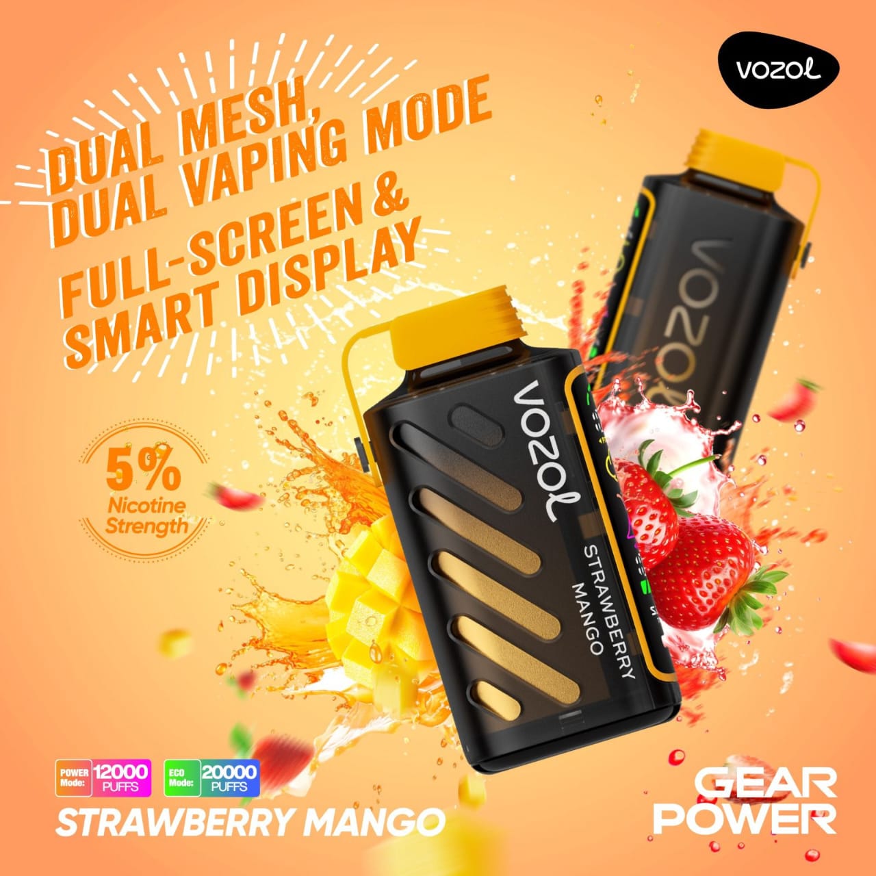 VOZOL Gear Power 20000 Puffs Disposable Dual Vaping Mode