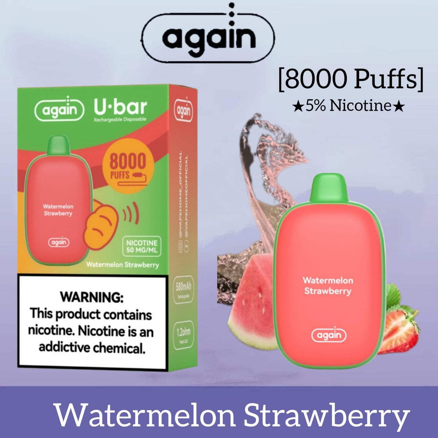 AGAIN U-BAR 8000 PUFFS DISPOSABLE VAPE IN DUBAI