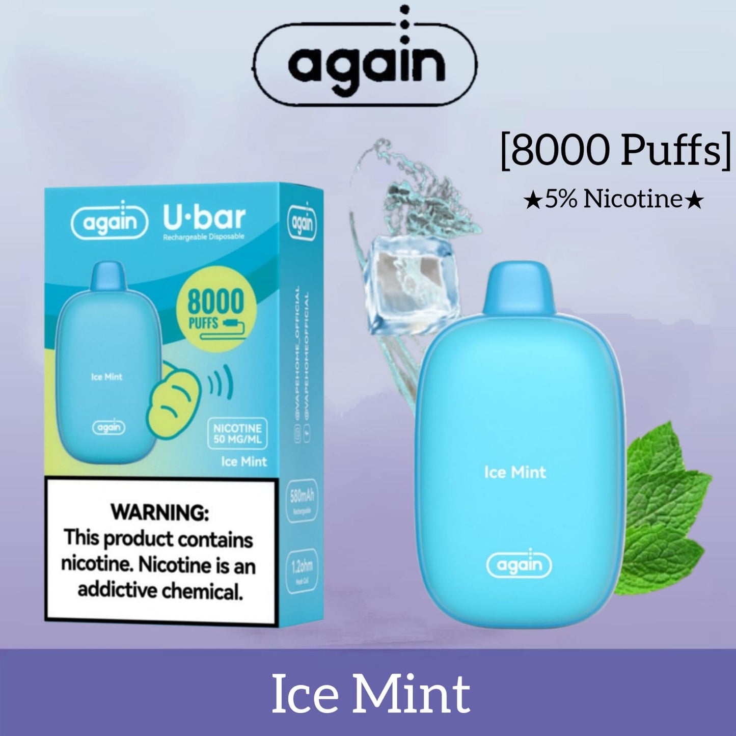 AGAIN U-BAR 8000 PUFFS DISPOSABLE VAPE IN DUBAI