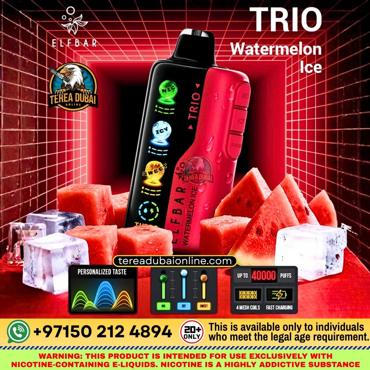 Elf Bar TRIO 40000 Puffs Disposable Vape 50mg Triple Flavor Mode in Dubai UAE