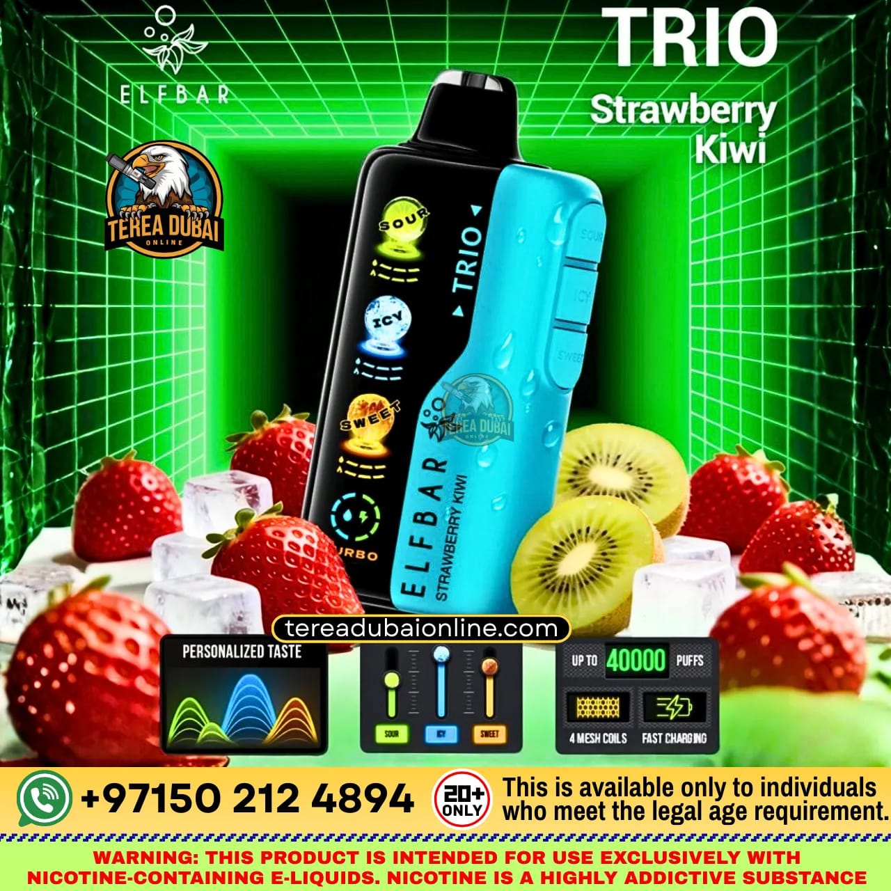 Elf Bar TRIO 40000 Puffs Disposable Vape 50mg Triple Flavor Mode in Dubai UAE