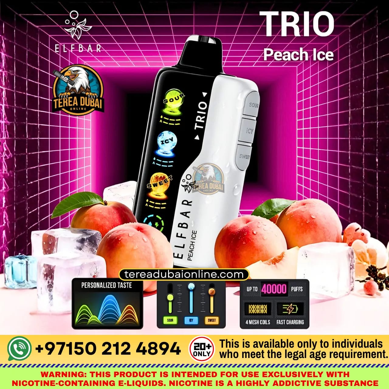 Elf Bar TRIO 40000 Puffs Disposable Vape 50mg Triple Flavor Mode in Dubai UAE