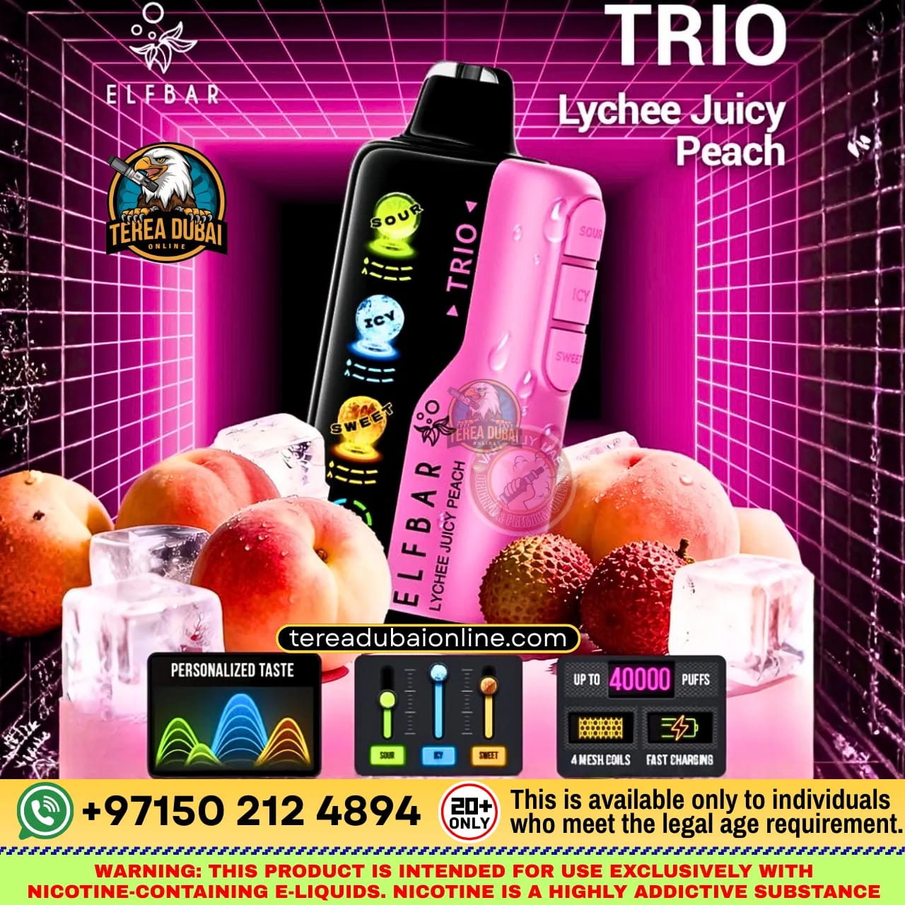 Elf Bar TRIO 40000 Puffs Disposable Vape 50mg Triple Flavor Mode in Dubai UAE