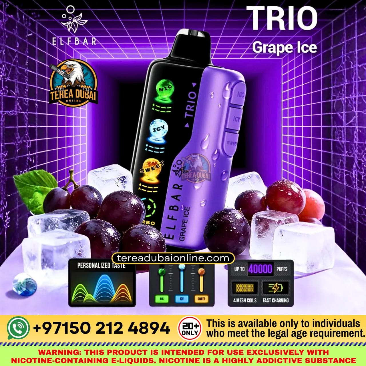 Elf Bar TRIO 40000 Puffs Disposable Vape 50mg Triple Flavor Mode in Dubai UAE