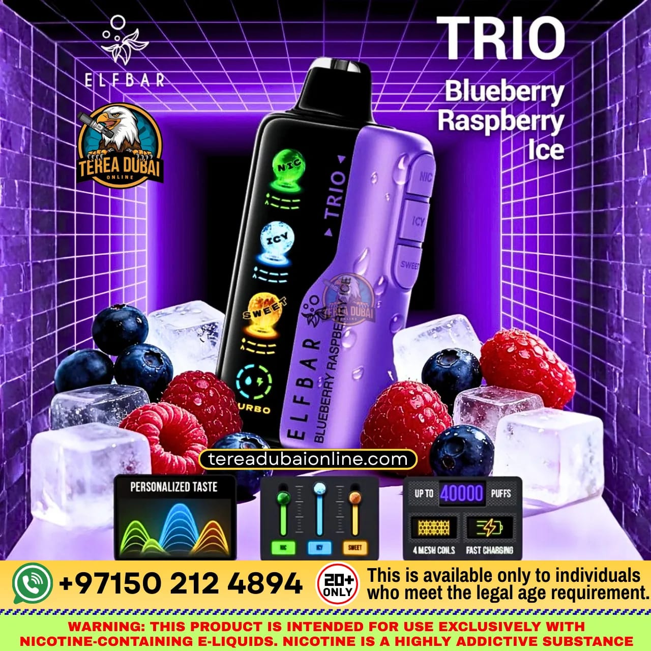 Elf Bar TRIO 40000 Puffs Disposable Vape 50mg Triple Flavor Mode in Dubai UAE
