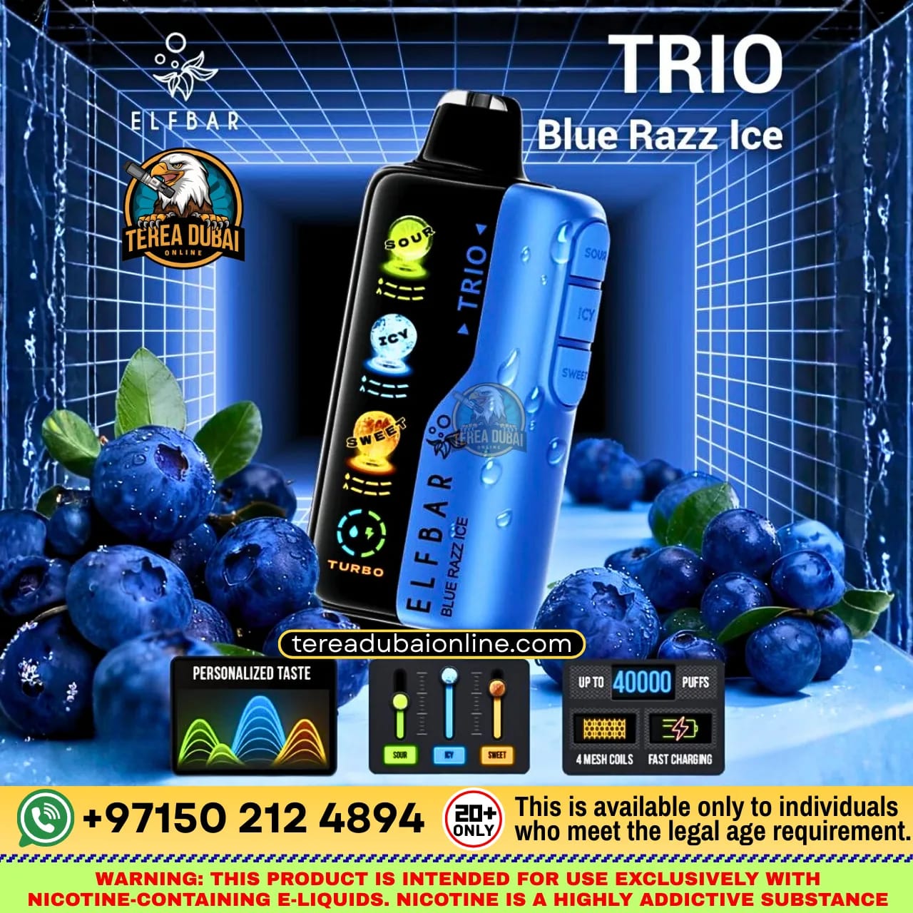 Elf Bar TRIO 40000 Puffs Disposable Vape 50mg Triple Flavor Mode in Dubai UAE