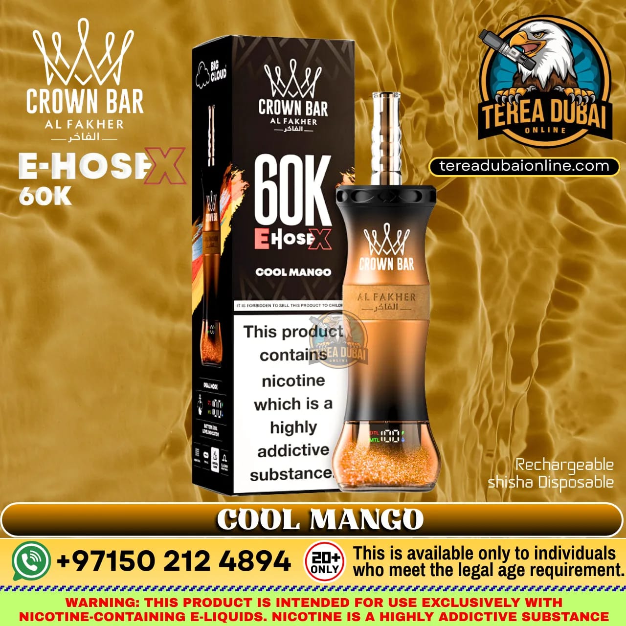 Crown Bar Al Fakher E Hose X 60000 Puffs Disposable Vape in Dubai