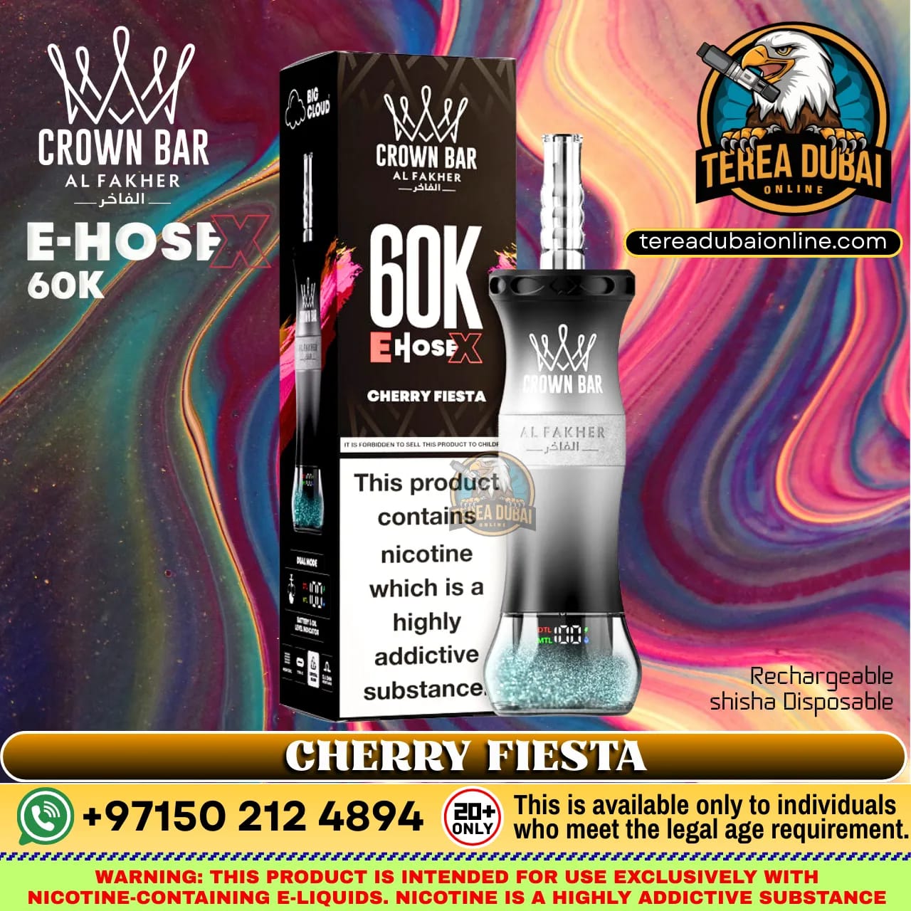 Crown Bar Al Fakher E Hose X 60000 Puffs Disposable Vape in Dubai