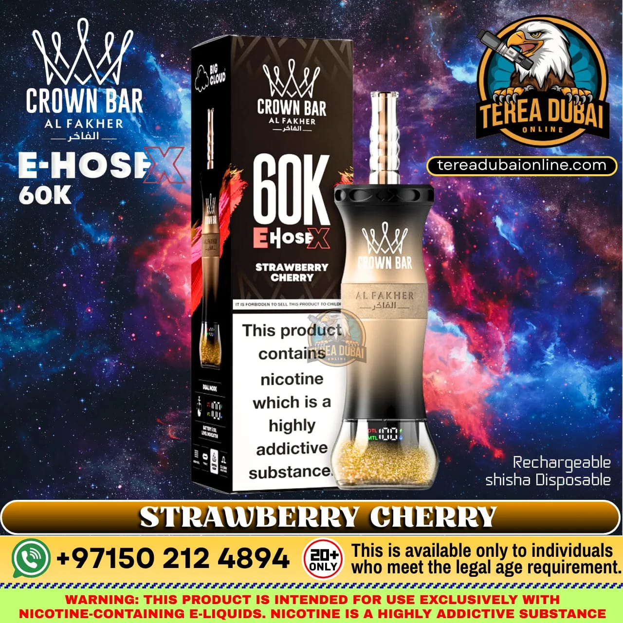 Crown Bar Al Fakher E Hose X 60000 Puffs Disposable Vape in Dubai