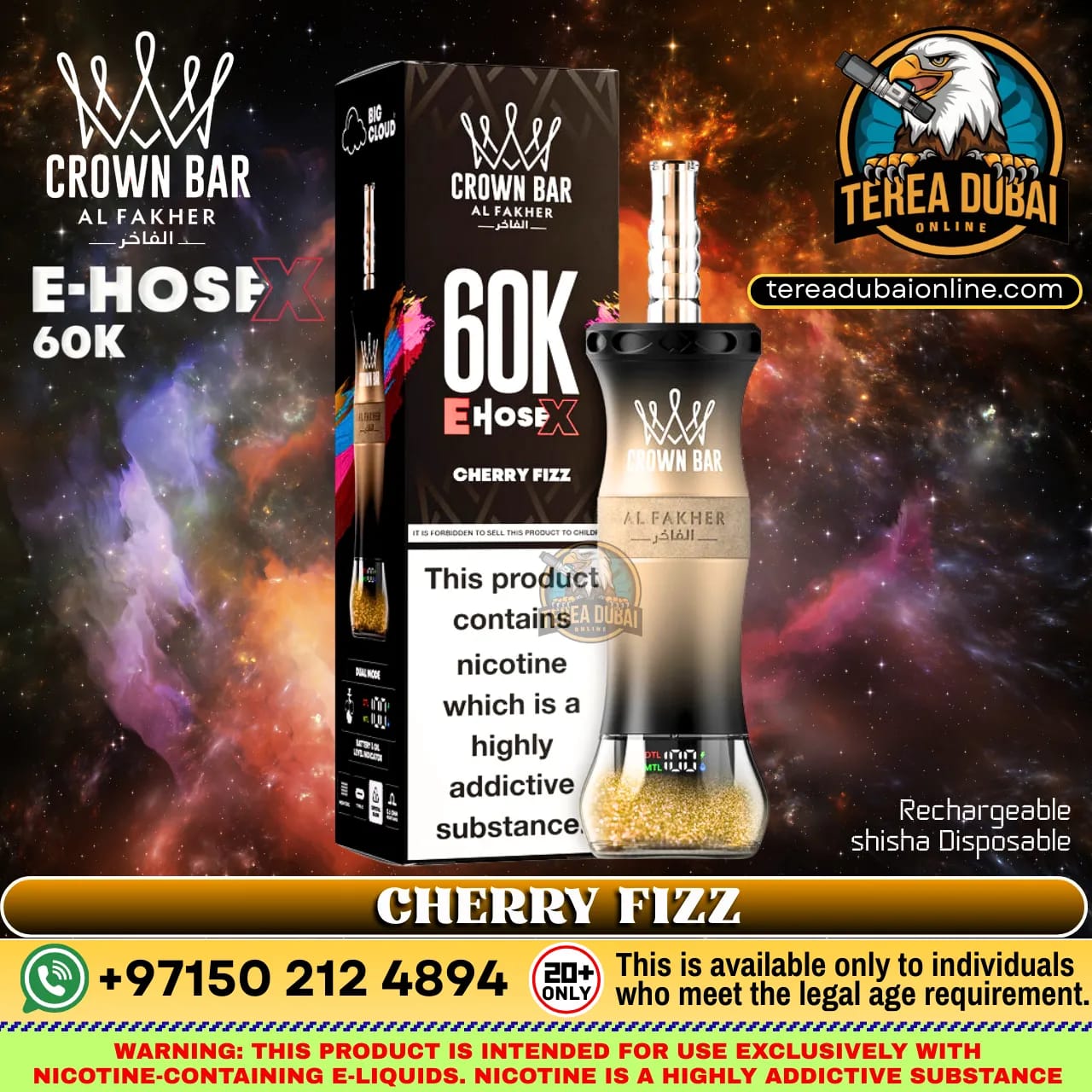 Crown Bar Al Fakher E Hose X 60000 Puffs Disposable Vape in Dubai