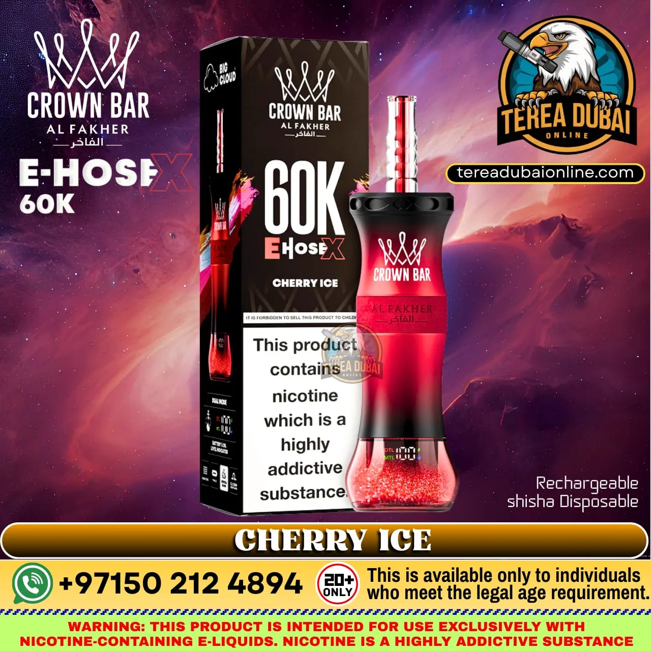 Crown Bar Al Fakher E Hose X 60000 Puffs Disposable Vape in Dubai