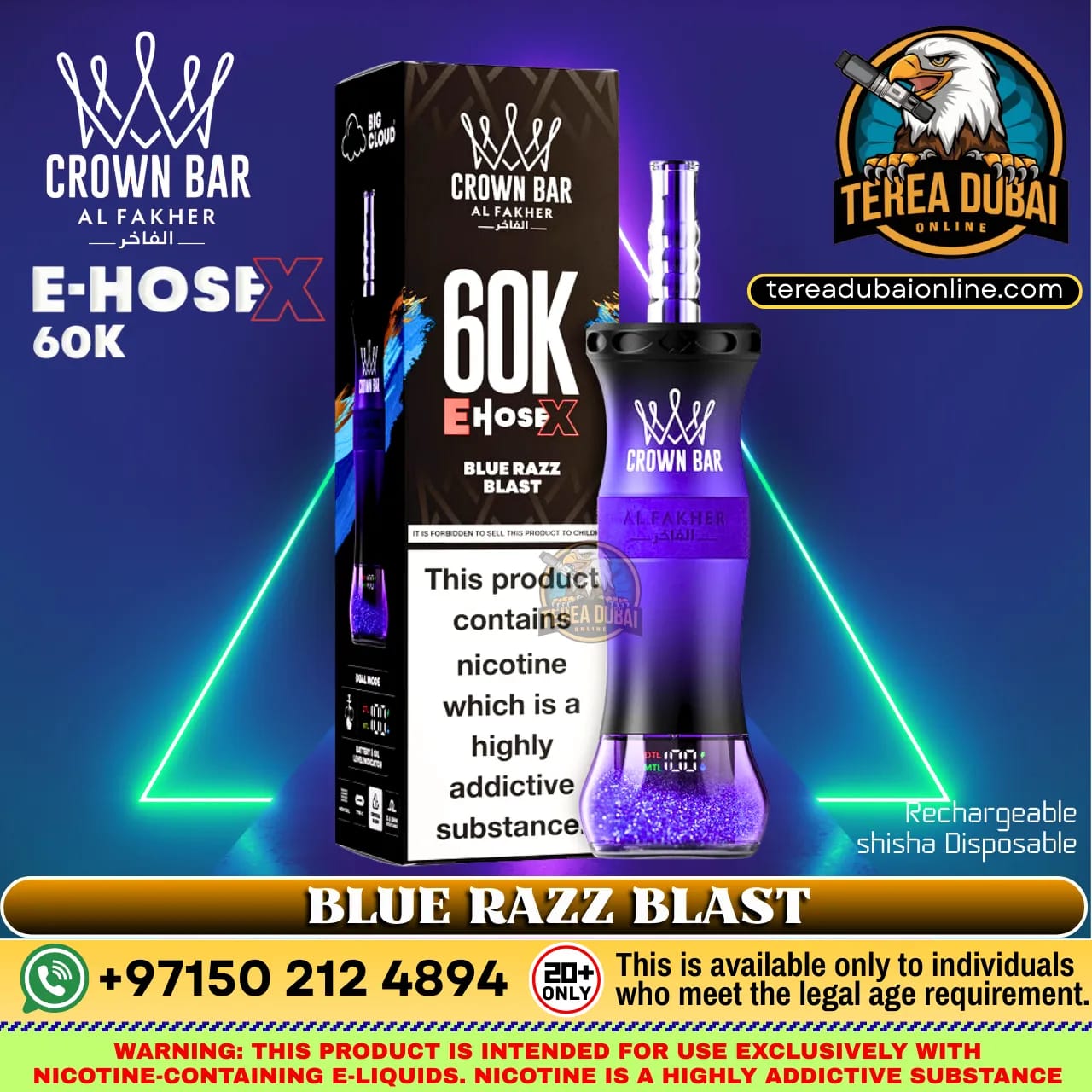 Crown Bar Al Fakher E Hose X 60000 Puffs Disposable Vape in Dubai