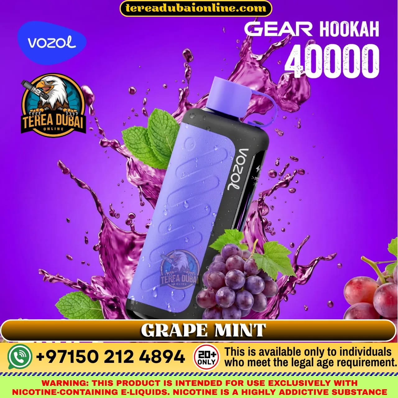 VOZOL Gear Hookah 40000 Puffs 5mg Disposable Vape in Dubai