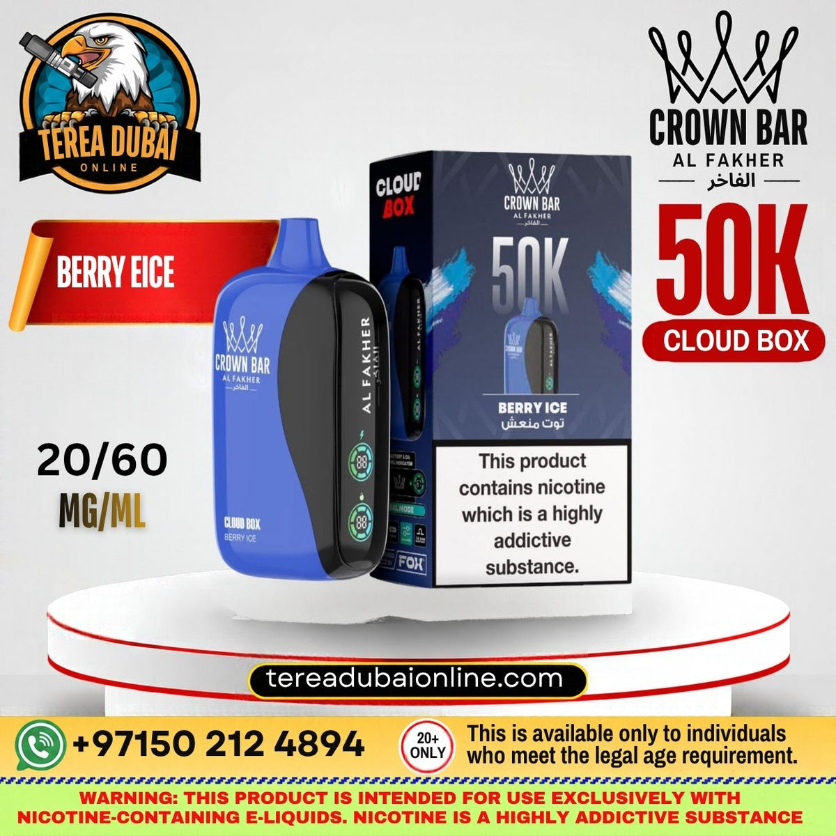 Crwon Bar Cloud box Al fakher 50k Puffs In Dubai