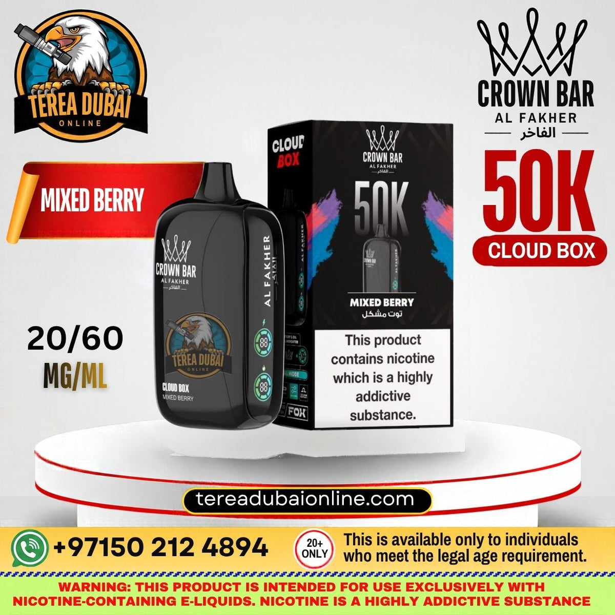 Crwon Bar Cloud box Al fakher 50k Puffs In Dubai