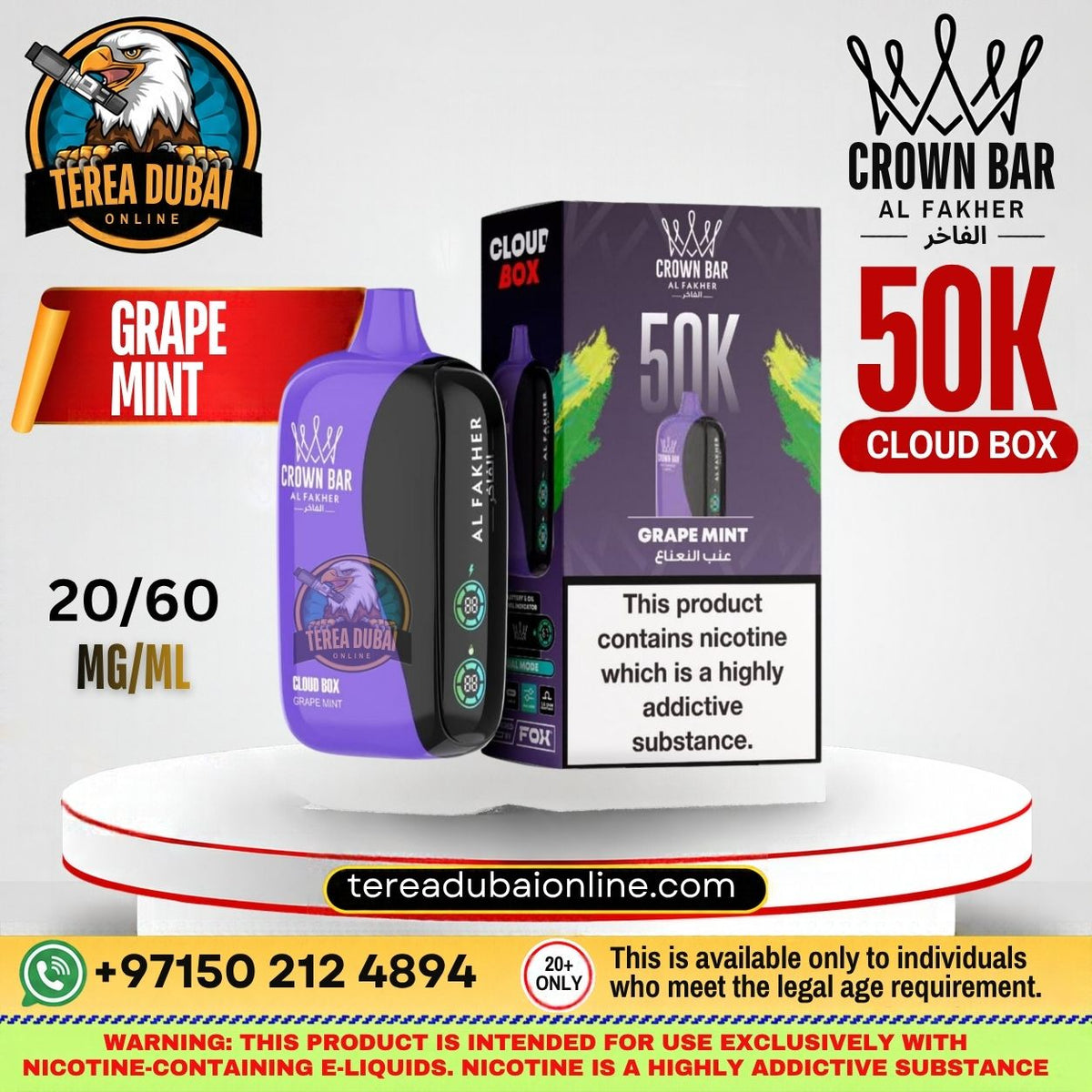 Crwon Bar Cloud box Al fakher 50k Puffs In Dubai