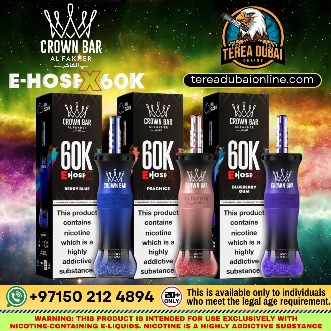 Crown Bar Al Fakher E Hose X 60000 Puffs Disposable Vape in Dubai