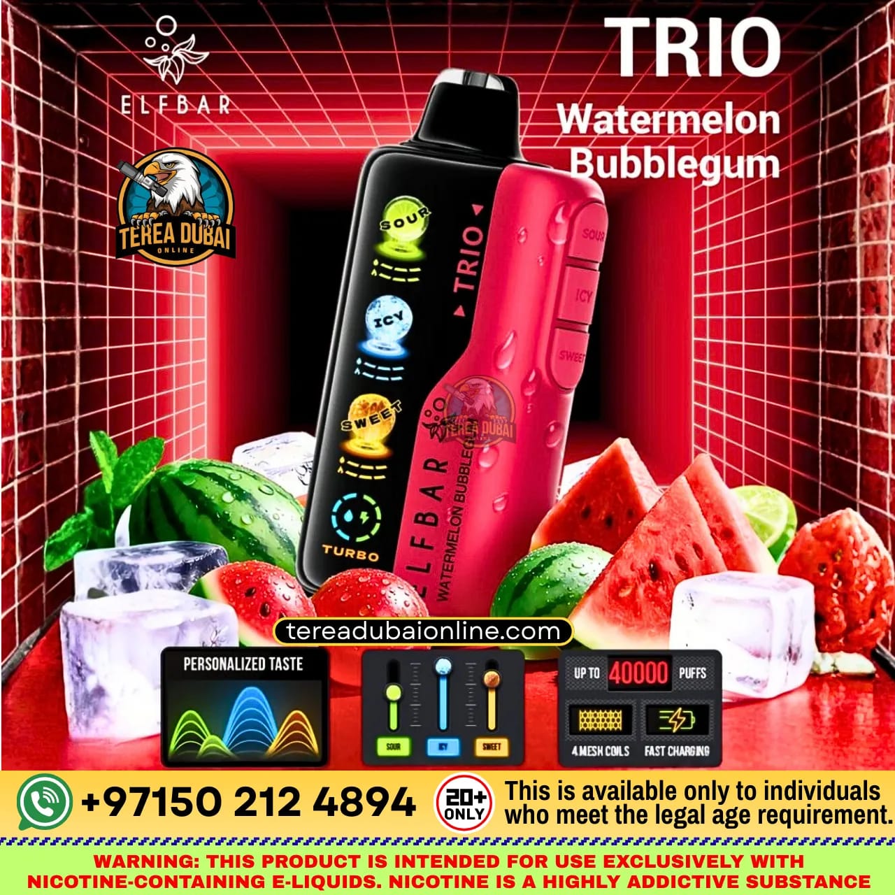 Elf Bar TRIO 40000 Puffs Disposable Vape 50mg Triple Flavor Mode in Dubai UAE