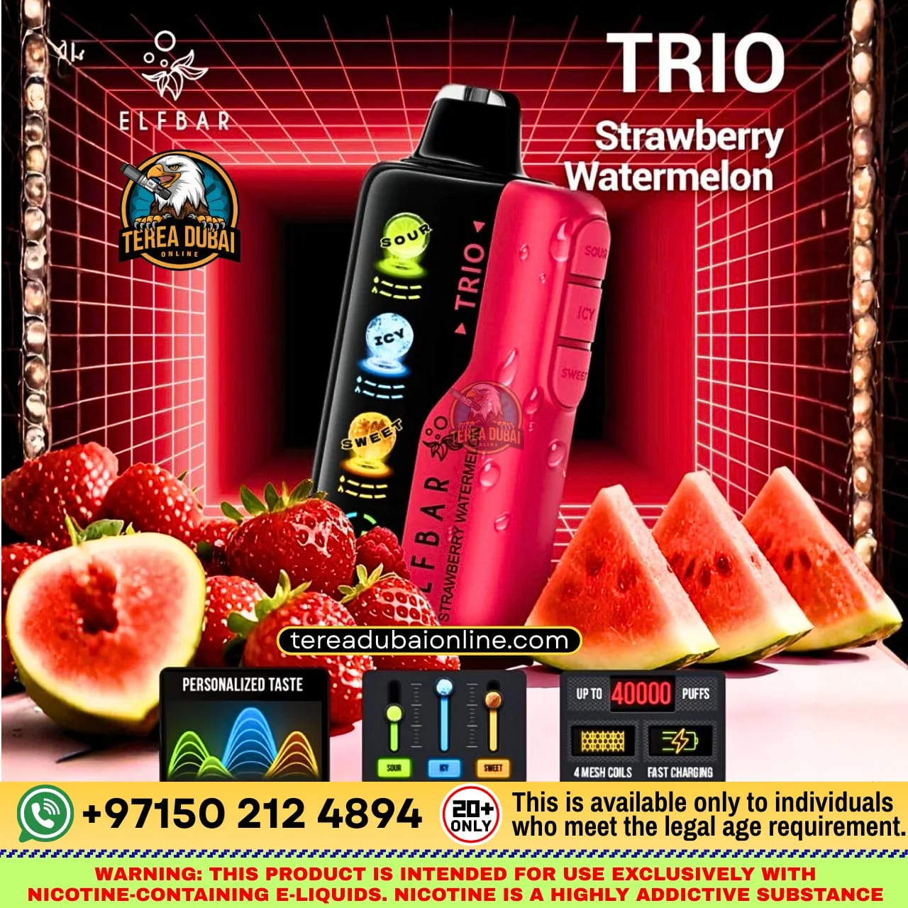 Elf Bar TRIO 40000 Puffs Disposable Vape 50mg Triple Flavor Mode in Dubai UAE