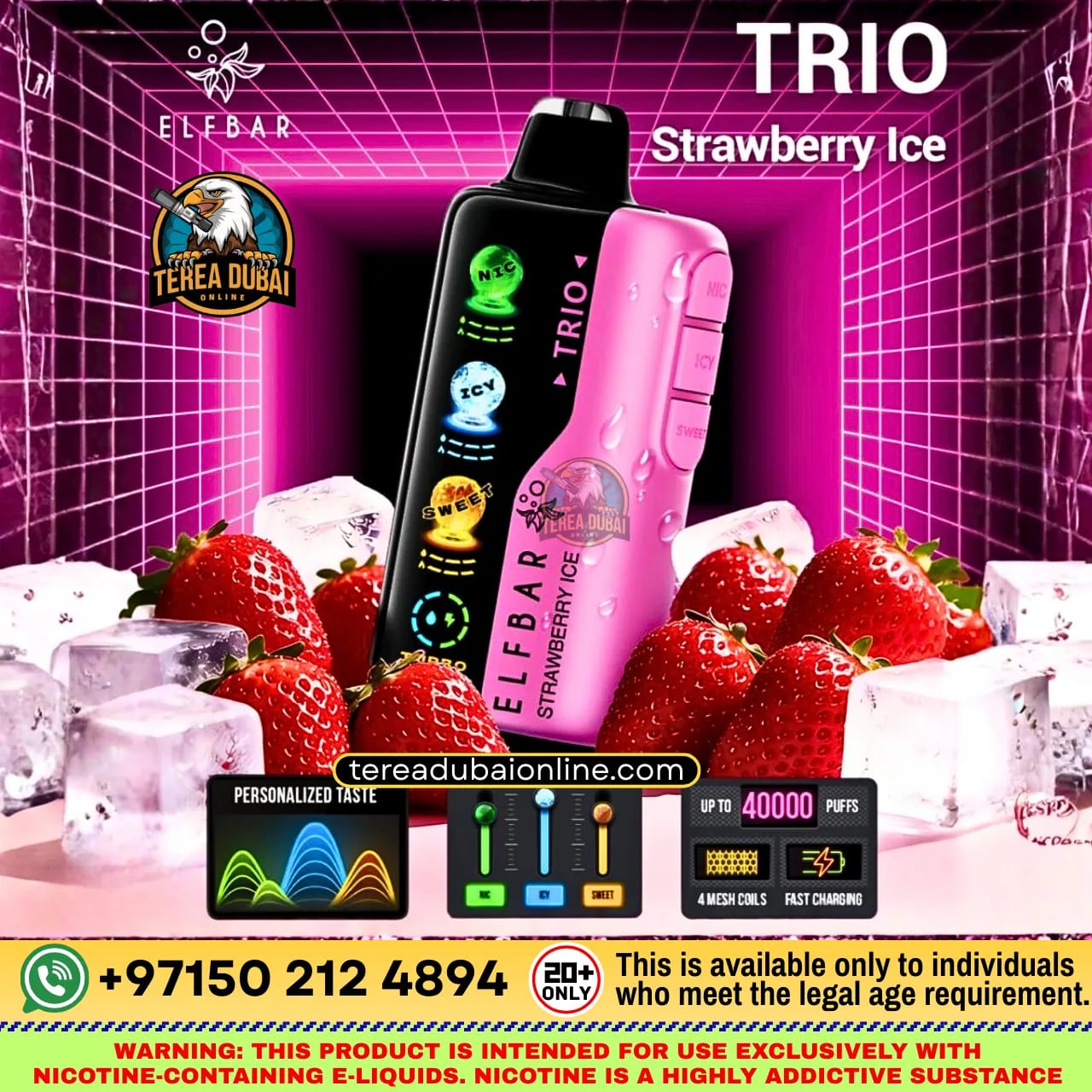 Elf Bar TRIO 40000 Puffs Disposable Vape 50mg Triple Flavor Mode in Dubai UAE
