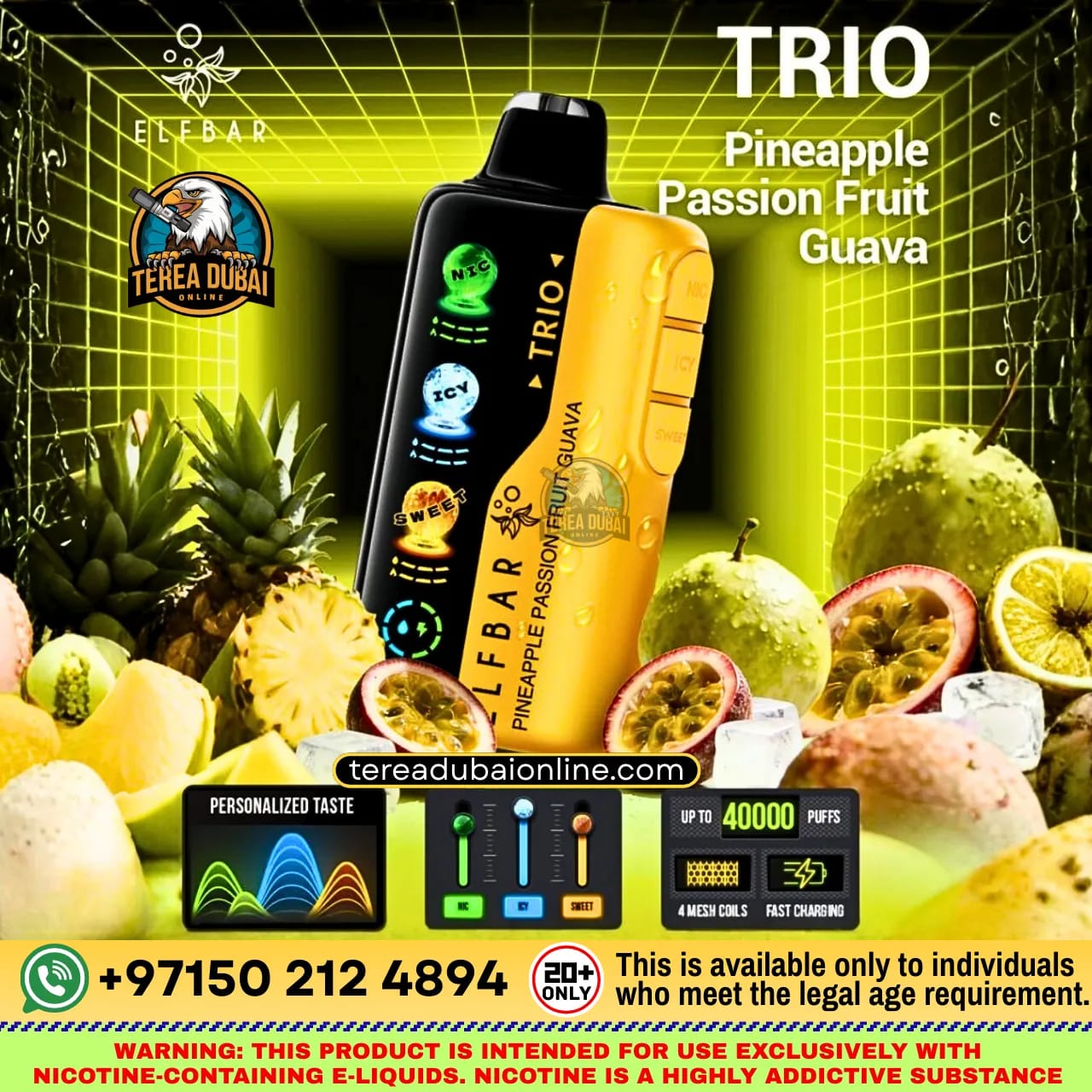 Elf Bar TRIO 40000 Puffs Disposable Vape 50mg Triple Flavor Mode in Dubai UAE