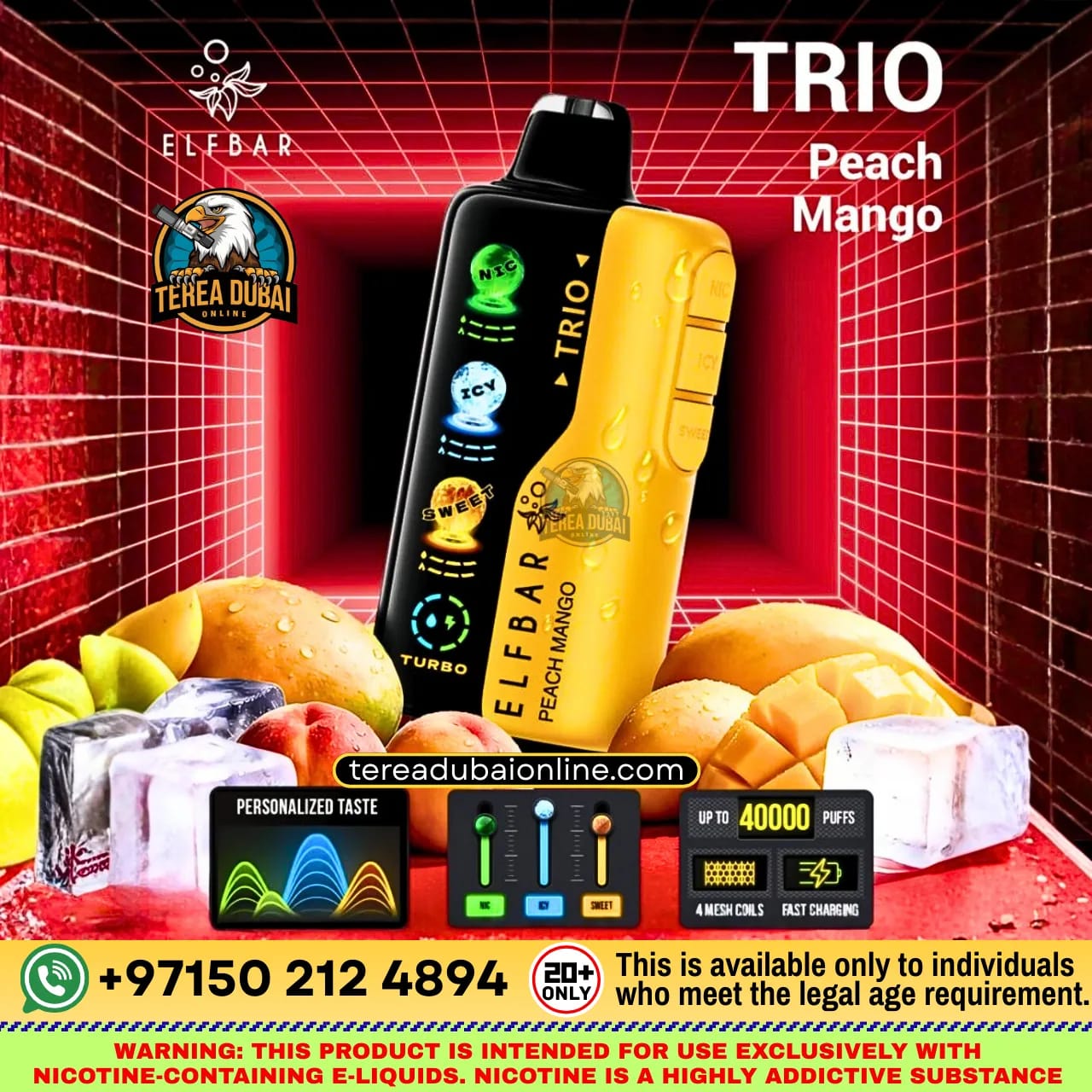 Elf Bar TRIO 40000 Puffs Disposable Vape 50mg Triple Flavor Mode in Dubai UAE