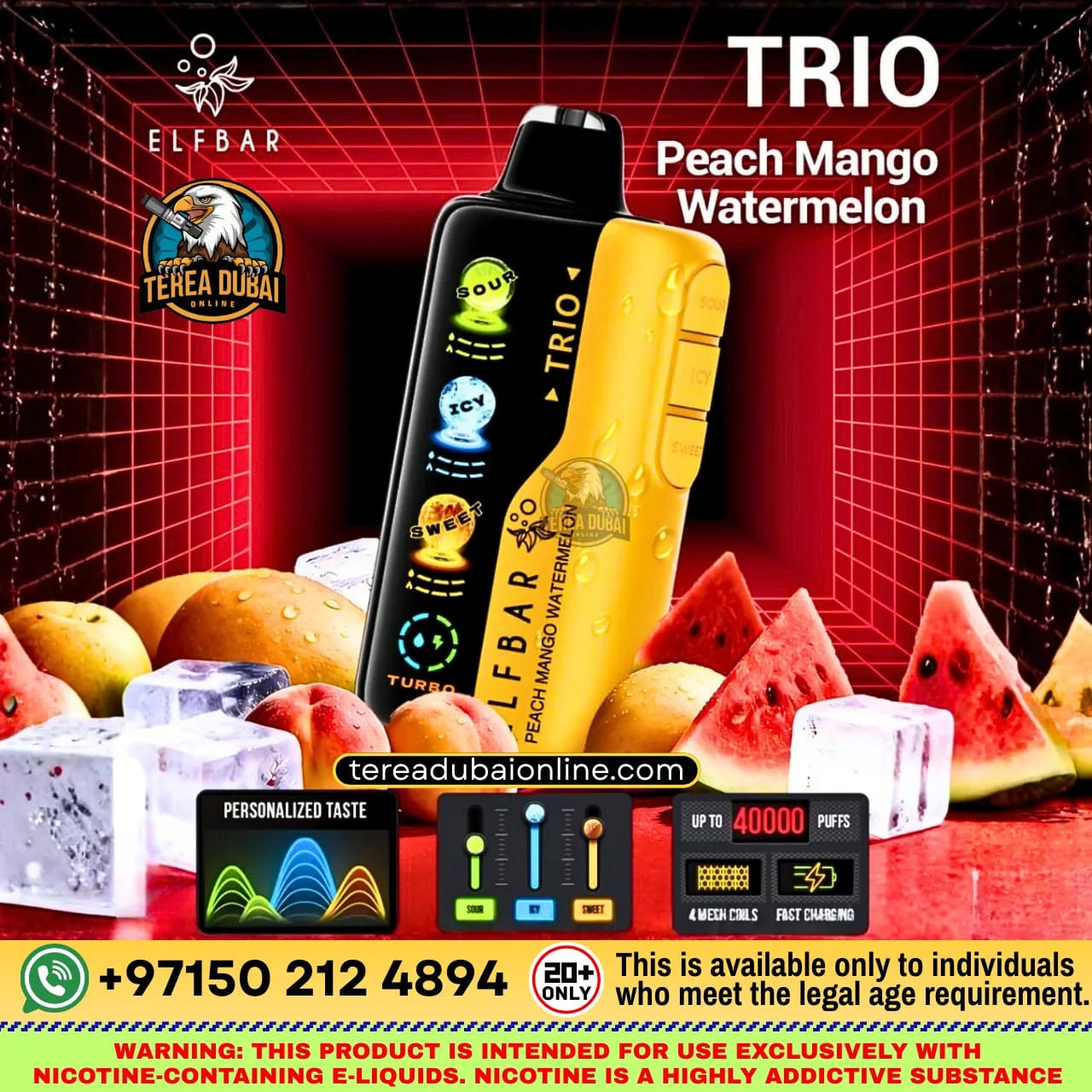 Elf Bar TRIO 40000 Puffs Disposable Vape 50mg Triple Flavor Mode in Dubai UAE