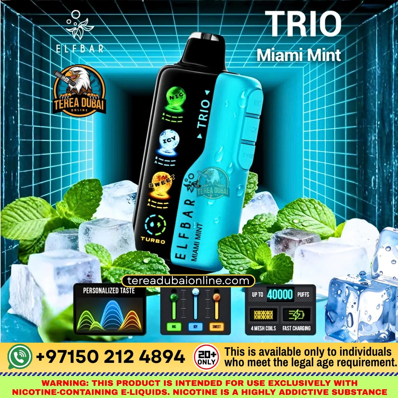 Elf Bar TRIO 40000 Puffs Disposable Vape 50mg Triple Flavor Mode in Dubai UAE