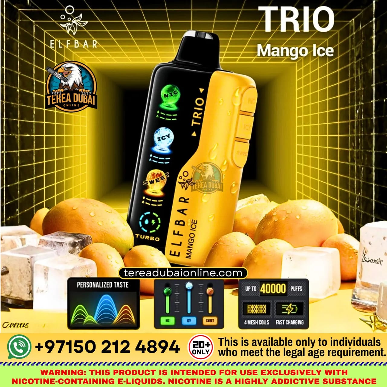 Elf Bar TRIO 40000 Puffs Disposable Vape 50mg Triple Flavor Mode in Dubai UAE